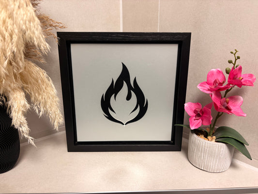 Spiegelbild im Graffiti-Stil „ Fire emoji“ | 24 x 24 cm | Handgefertigt