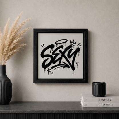 Spiegelbild im Graffiti-Stil „ SEXY“ | 24 x 24 cm | Handgefertigt