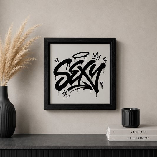 Spiegelbild im Graffiti-Stil „ SEXY“ | 24 x 24 cm | Handgefertigt