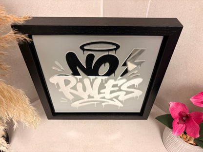 Spiegelbild im Graffiti-Stil „ No Rules“ | 24 x 24 cm | Handgefertigt