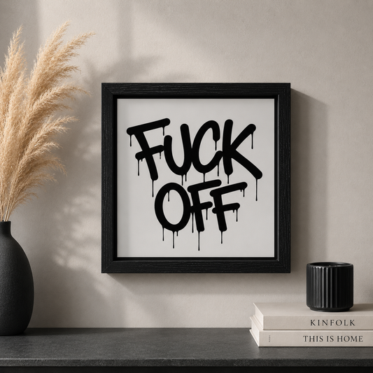 Spiegelbild im Graffiti-Stil „ FUCK OFF“ | 24 x 24 cm | Handgefertigt