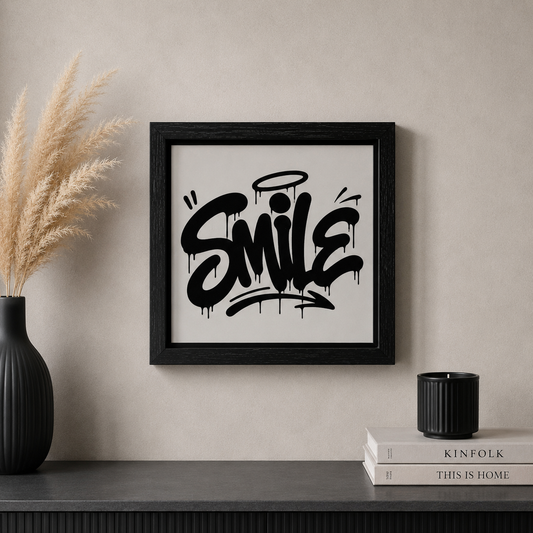 Spiegelbild im Graffiti-Stil „ Smile“ | 24 x 24 cm | Handgefertigt