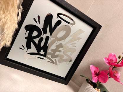Spiegelbild im Graffiti-Stil „ No Rules“ | 24 x 24 cm | Handgefertigt