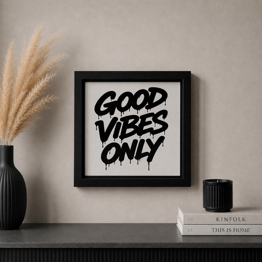 Spiegelbild im Graffiti-Stil „Good Vibes Only“ | 24 x 24 cm | Handgefertigt