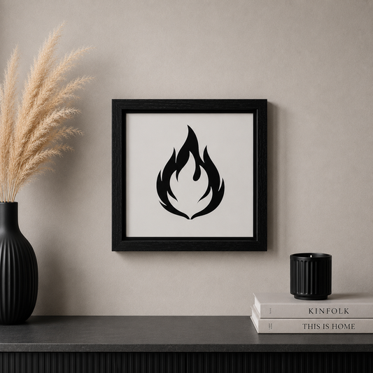 Spiegelbild im Graffiti-Stil „ Fire emoji“ | 24 x 24 cm | Handgefertigt