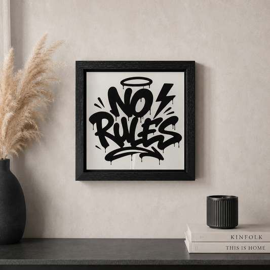 Spiegelbild im Graffiti-Stil „ No Rules“ | 24 x 24 cm | Handgefertigt
