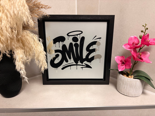 Spiegelbild im Graffiti-Stil „ Smile“ | 24 x 24 cm | Handgefertigt