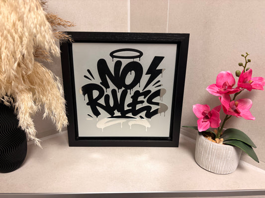 Spiegelbild im Graffiti-Stil „ No Rules“ | 24 x 24 cm | Handgefertigt